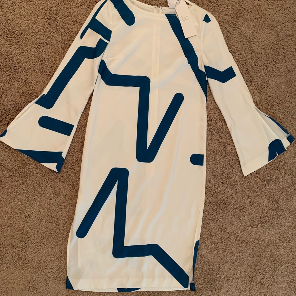 White Midi Dress with teal print
